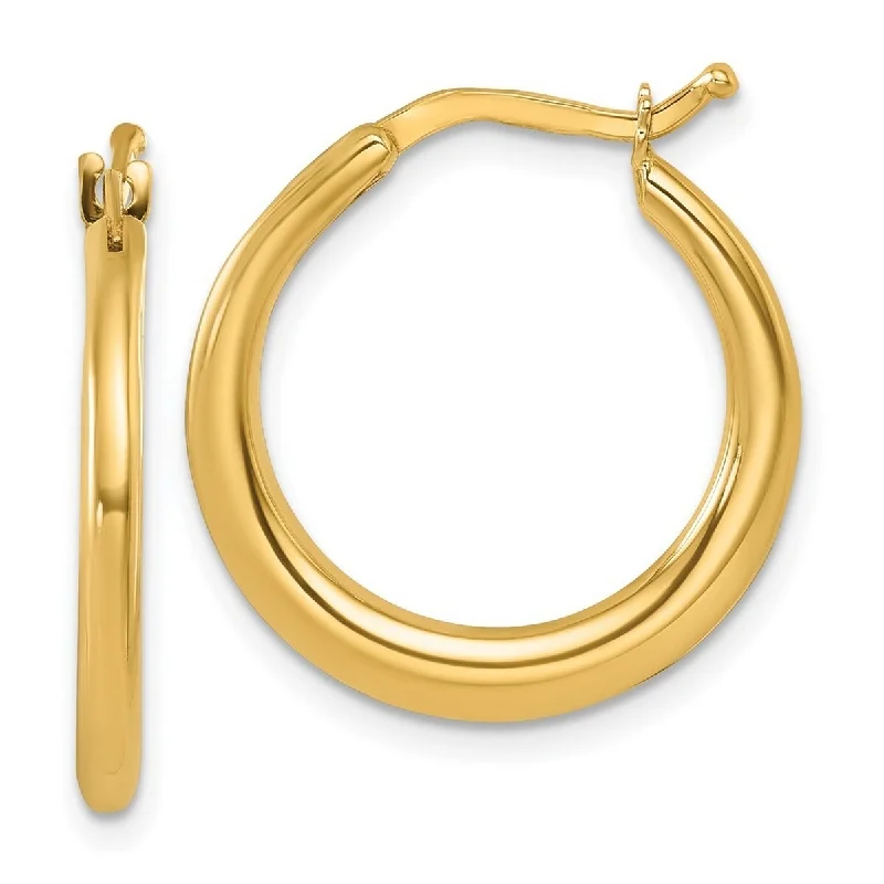 Curata 14k Yellow Gold Polished Tapered Hoop Earrings - 21.5x20.8mm