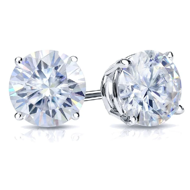 Auriya 14k Gold 2ctw Round Moissanite Stud Earrings - 6.5 mm, Screw-Backs