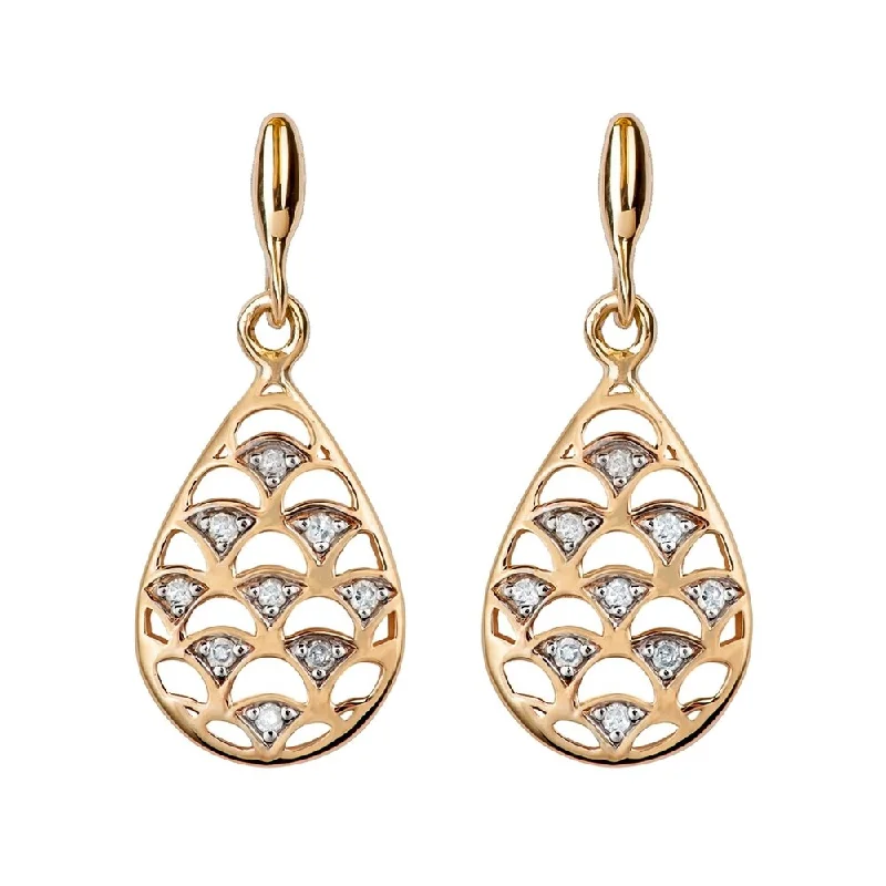 Viducci 10k Yellow Gold Teardrop Diamond Dangle Earrings