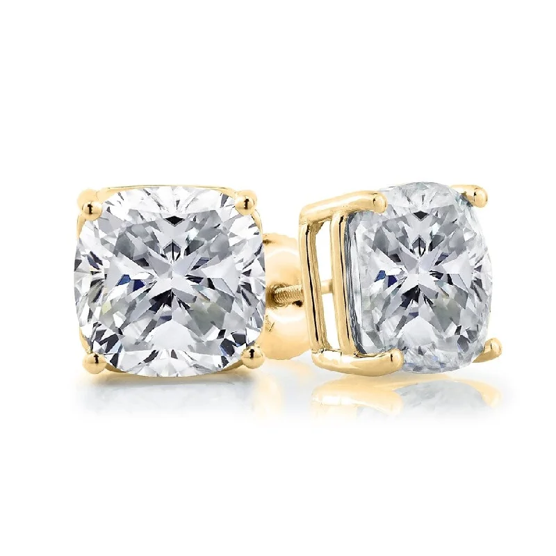 Auriya 10ct Solitaire Cushion-Cut Moissanite Stud Earrings 14k Gold