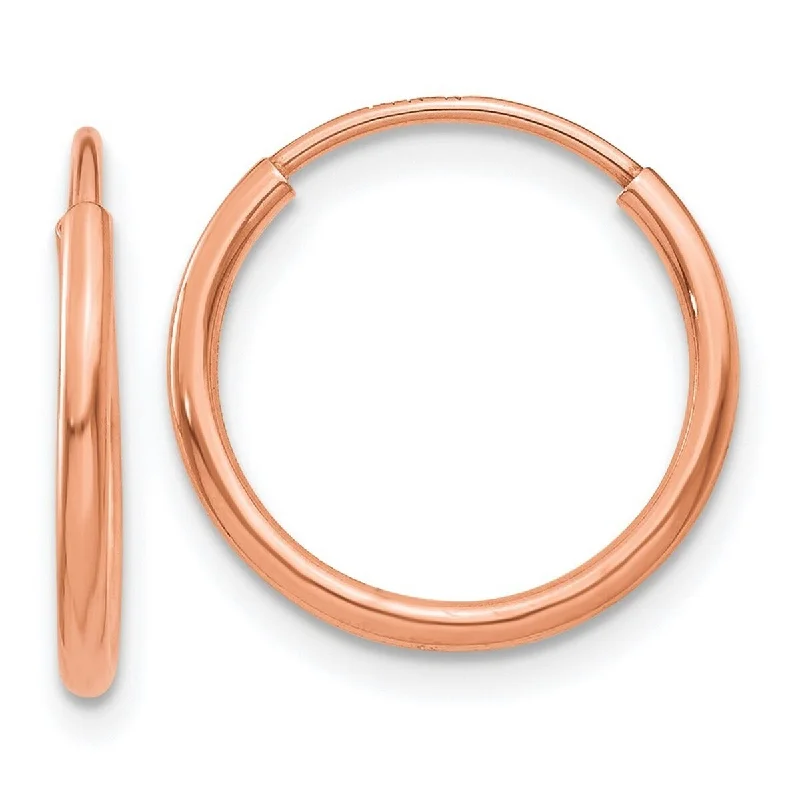 Curata 14k Rose Gold Polished Endless Hoop Earrings - 14x14mm