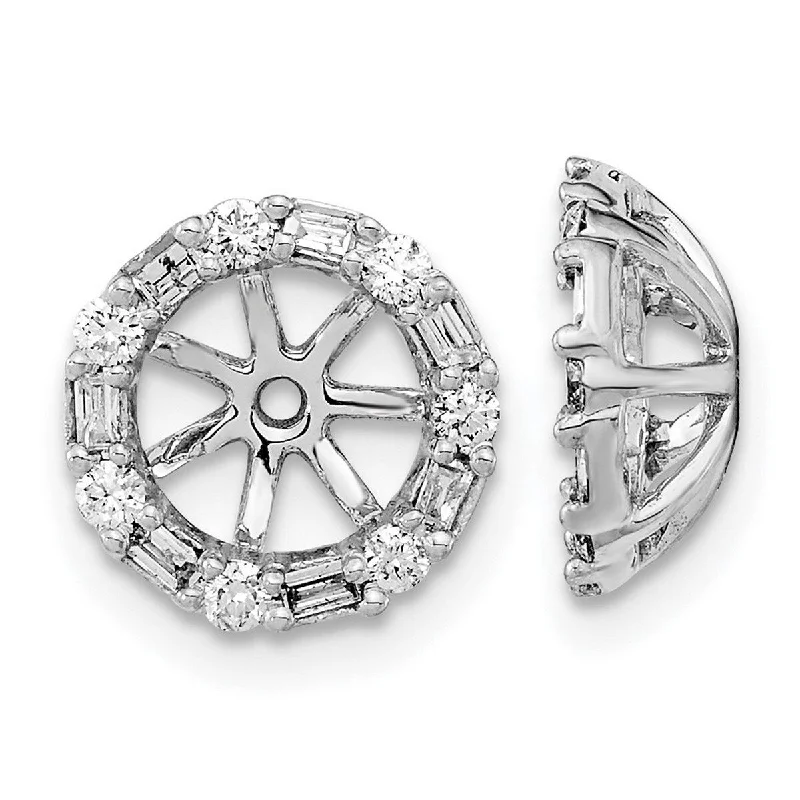 Curata 14k White Gold Diamond Earrings Jackets - 10.5x10.5mm Wide