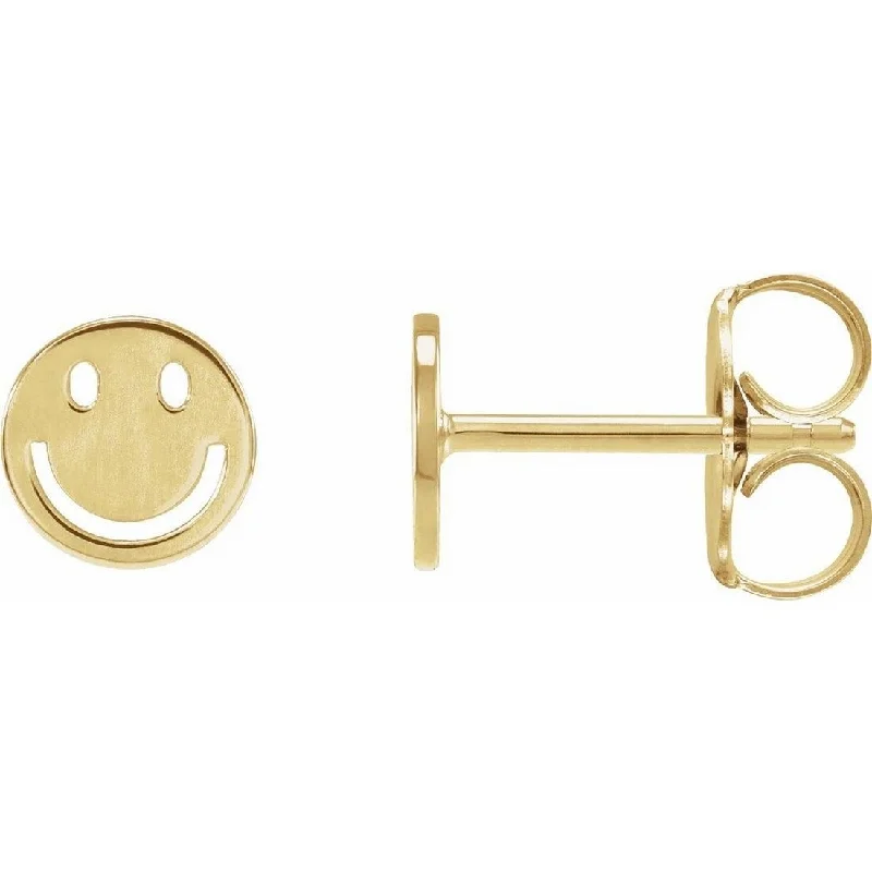 Curata 14k Yellow Gold 6mm Polished Smiley Face Post Earrings