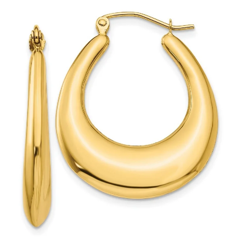 Curata 14k Yellow Gold Polished 30x4.5mm Hollow Puffed Hoop Earrings