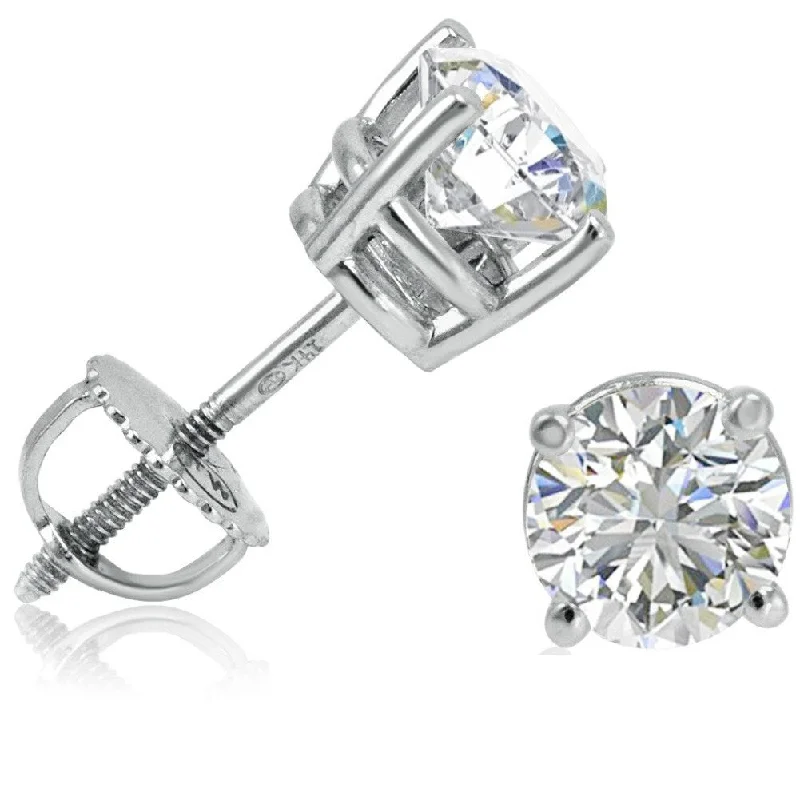 IGI Cerfitied 1 1/2 ct TW Lab Grown Diamond Stud Earrings in 14K White Gold