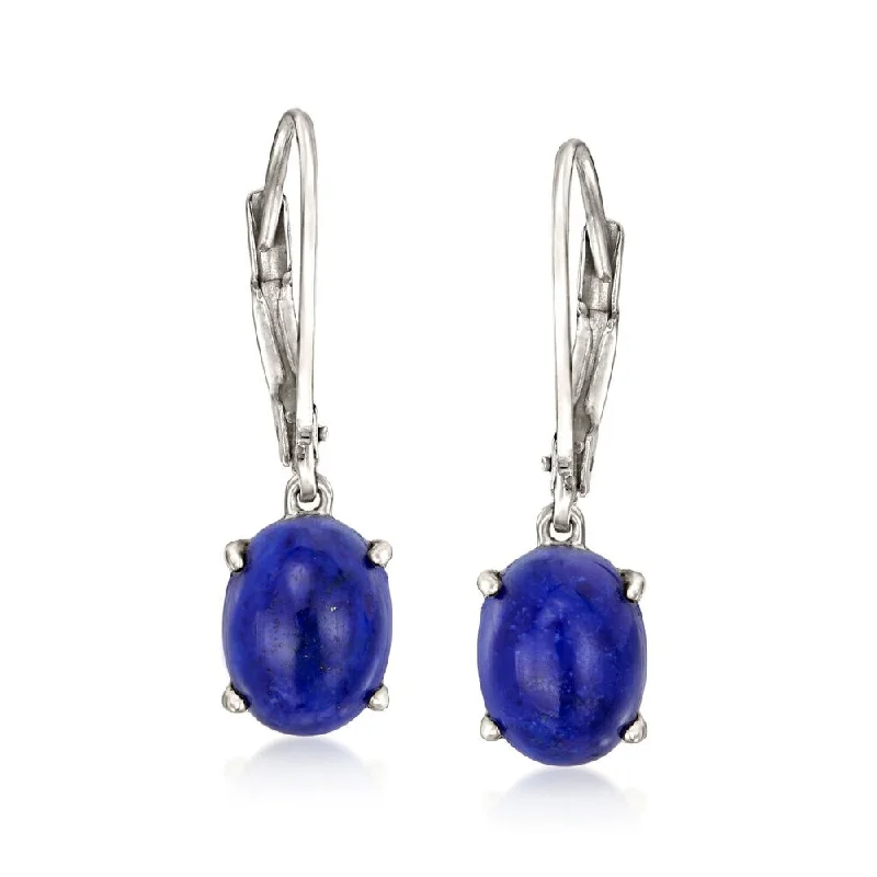 925 Sterling Silver, Lapis Lazuli Gemstone Dangle And Drop Earrings