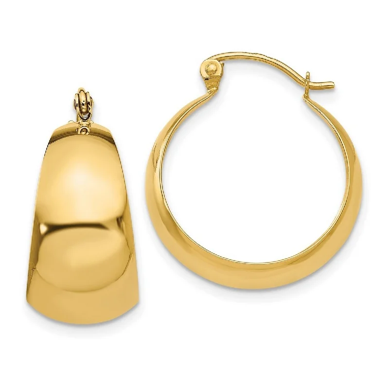 Curata 10k Yellow Gold Polished Tapered Hoop Earrings - 21.42x10.45mm