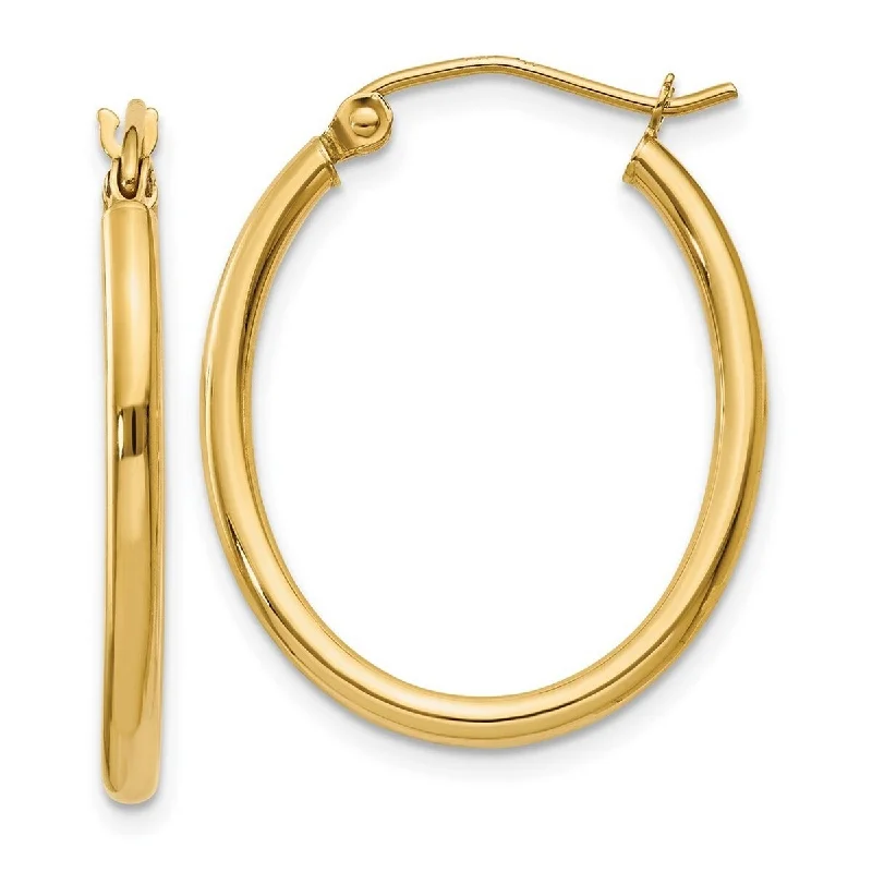 Curata 10k Yellow Gold 17x20mm Oval Polished Hoop Earrings